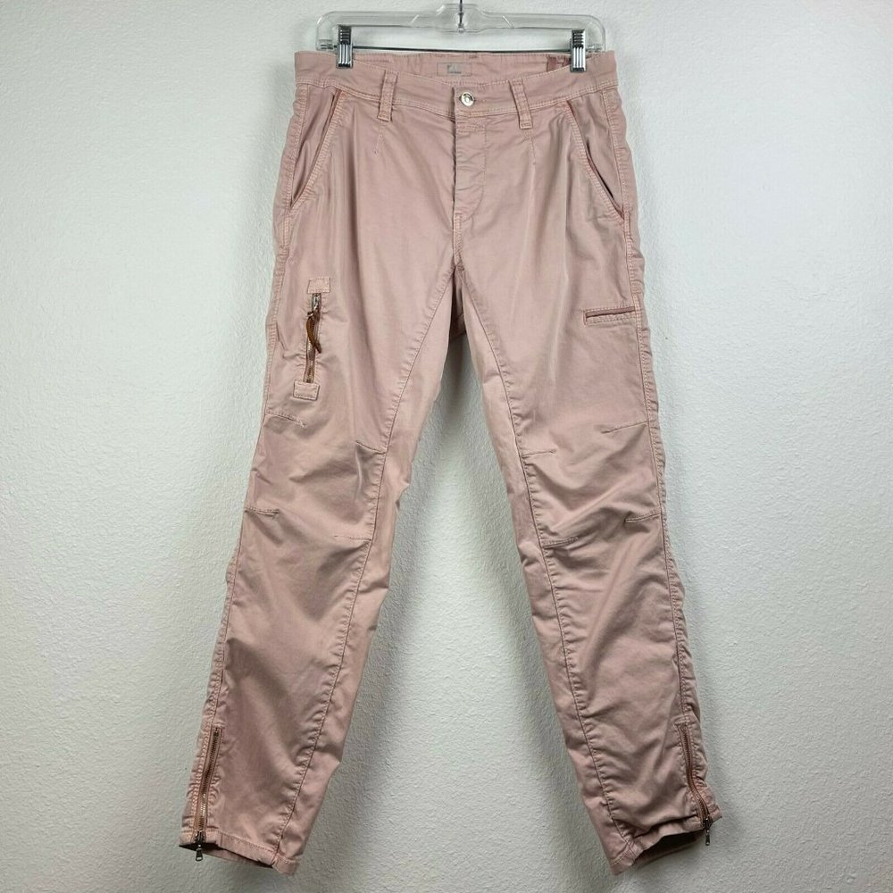 MAC Jeans Women's Sz 38 / 28 Slim Fit Straight Ankle Zip Pocket Rich Cargo Pink